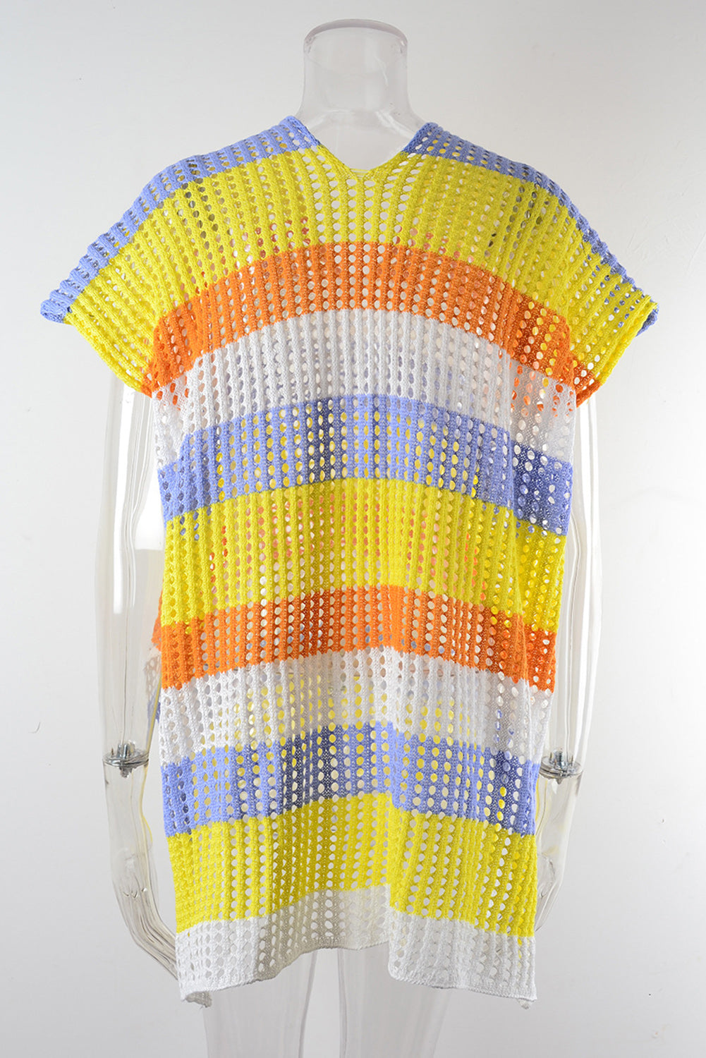 Slit Color Block V-Neck Cover-Up - felvior