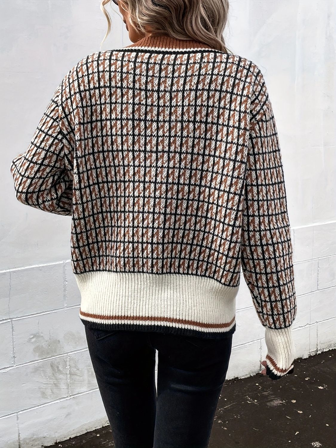 Plaid V-Neck Button Up Cardigan - felvior