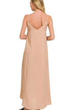 Zenana Woven Arc Hem Cami Dress With Flowy Pockets