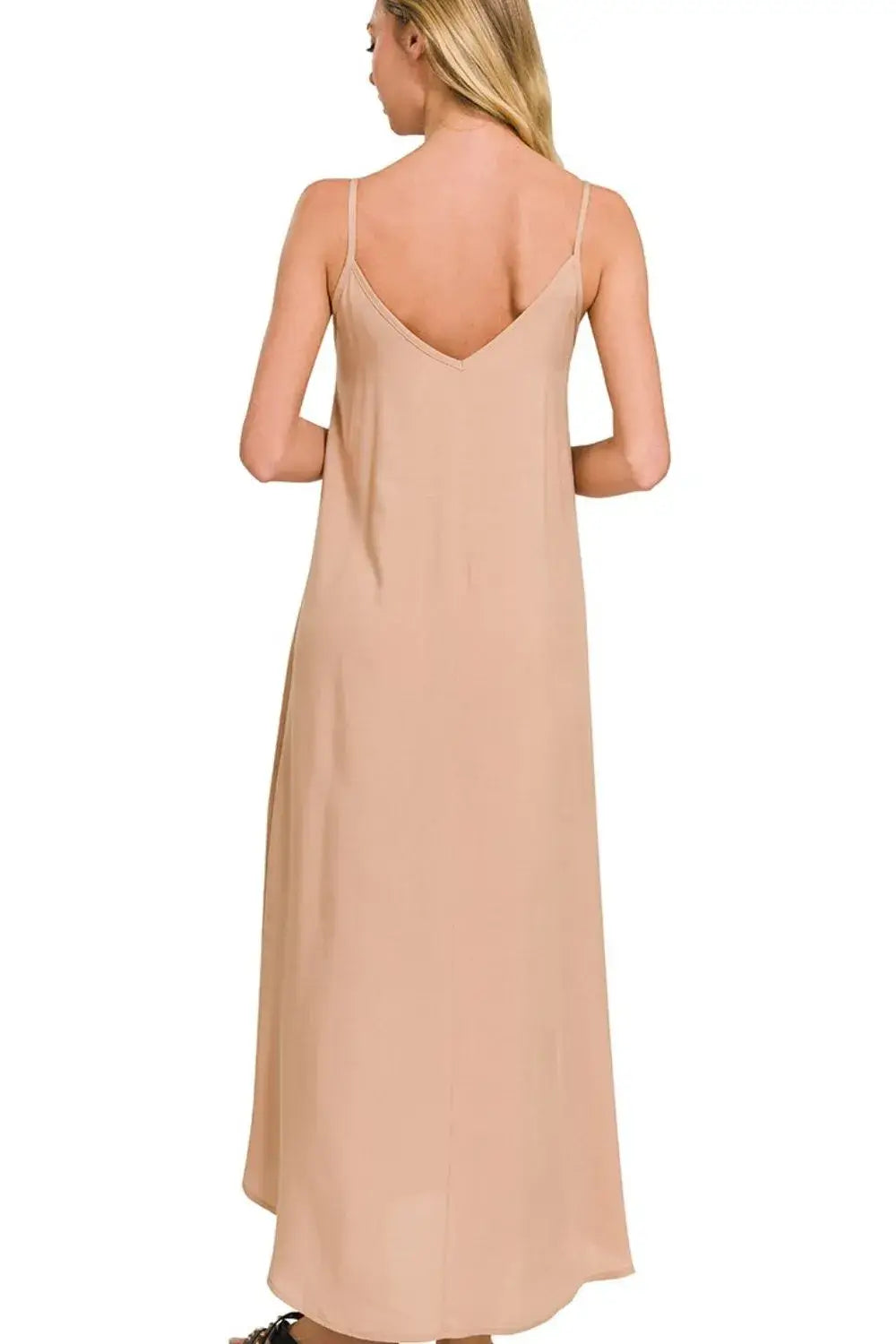 Zenana Woven Arc Hem Cami Dress With Flowy Pockets