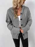 Button-Down Long Sleeve Hooded Sweater - felvior