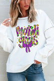 MARDI GRAS Round Neck Long Sleeve Sweatshirt - felvior