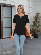 Round Neck Lace Short Sleeve T-Shirt