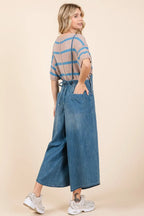 Mittoshop Denim Tie Back Sleeveless Wide Leg Overalls
