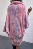 Open Front Fringe Hem Poncho - felvior