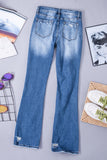 Sequin Bow Distressed Bootcut Jeans - felvior