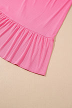 Ruffle Trim Round Neck Top and Drawstring Skirt Set