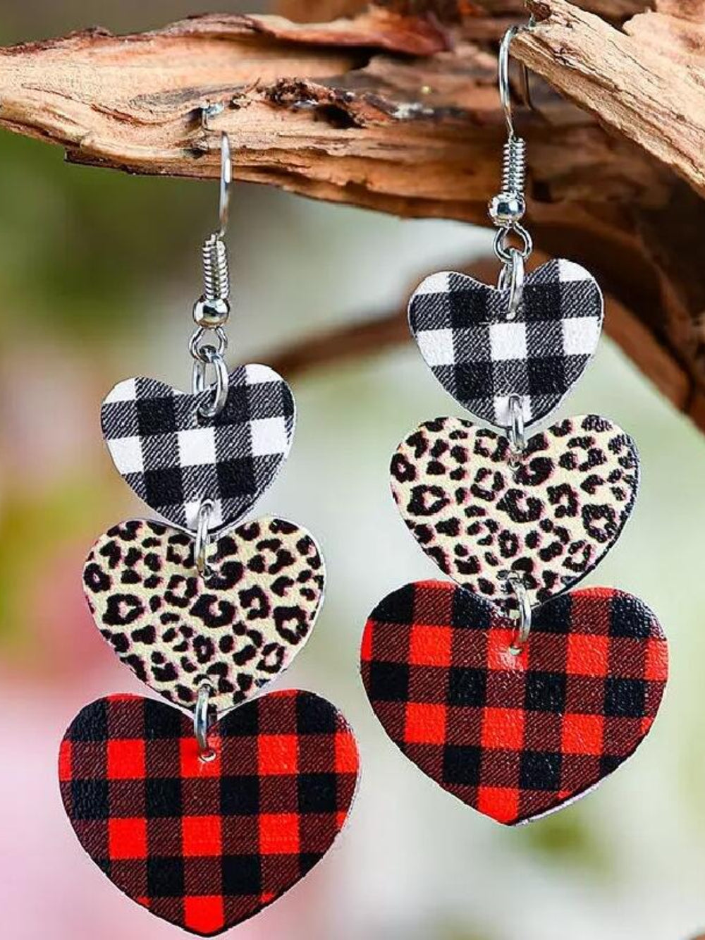 Printed PU Leather Dangle Earrings - felvior
