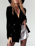 Lapel Collar Long Sleeve Blazer with Pockets - felvior