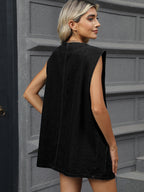 V-Neck Button Up Denim Vest