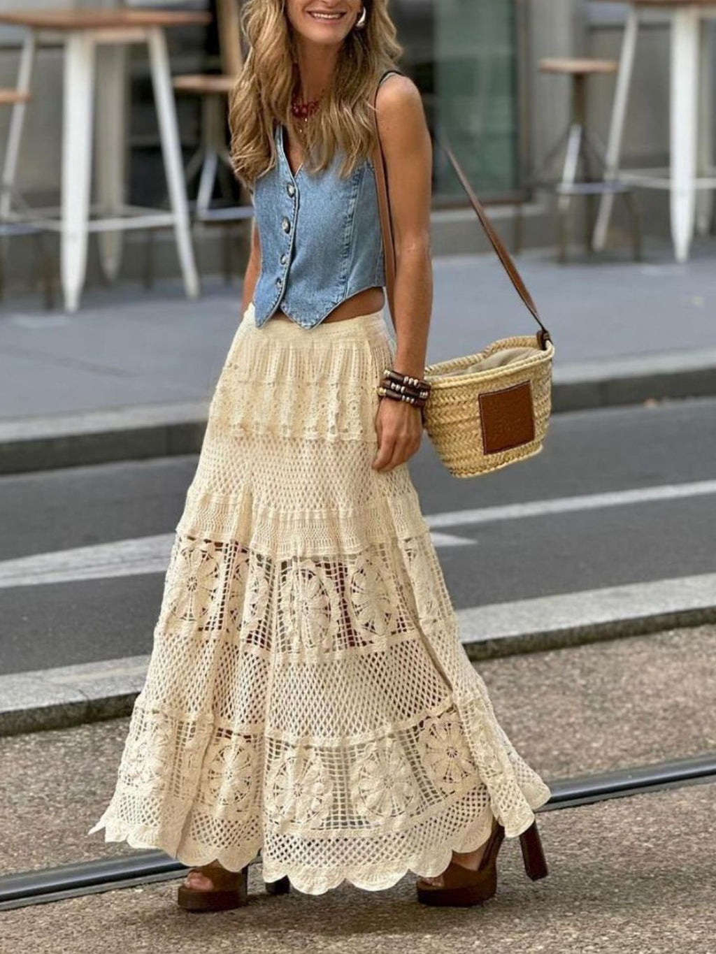 Openwork Crochet Maxi Skirt