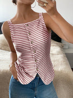 Button Down Striped Tank