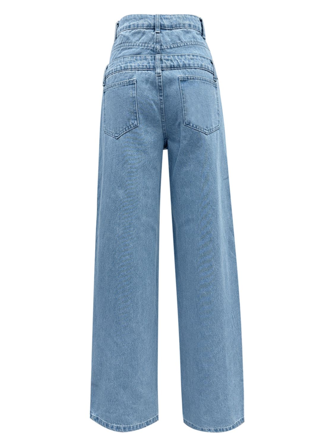 Faux Layered High Waist Jeans - felvior