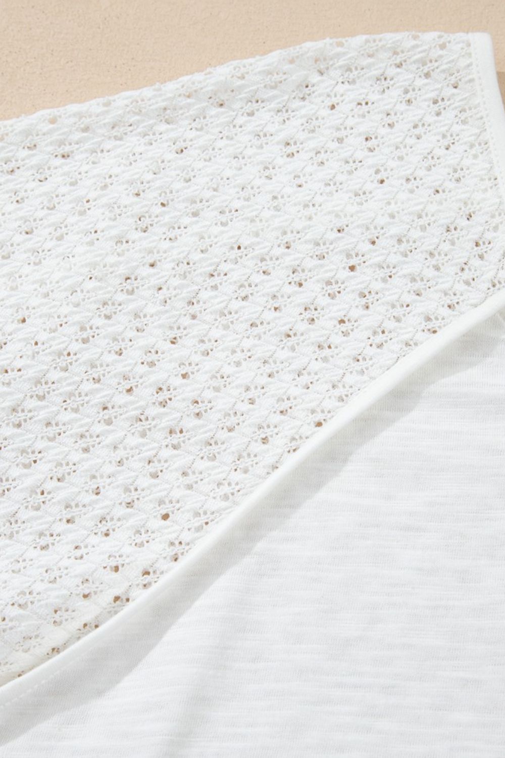 Openwork High Low Hem V Neck Oversized Top