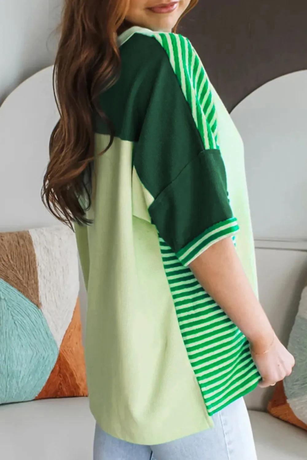 Striped Textured Half Sleeve T-Shirt