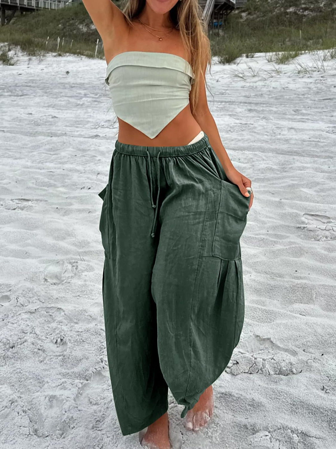 Full Size Drawstring Pants with Pockets Plus Size