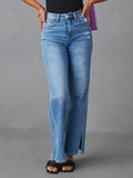 Slit Buttoned Jeans with Pockets - felvior