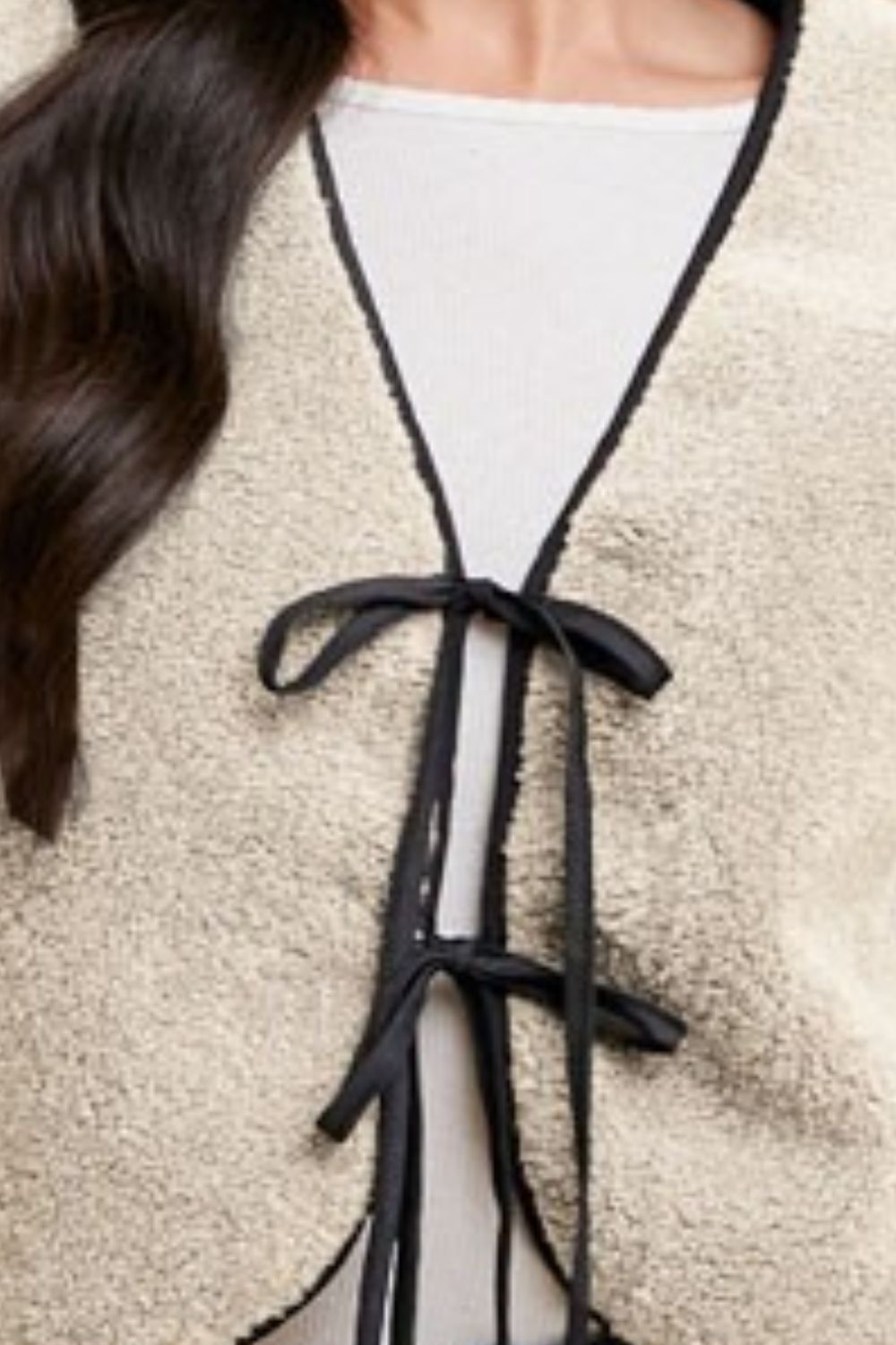Annie Wear V-Neck Tie Detail Vest Coat - felvior