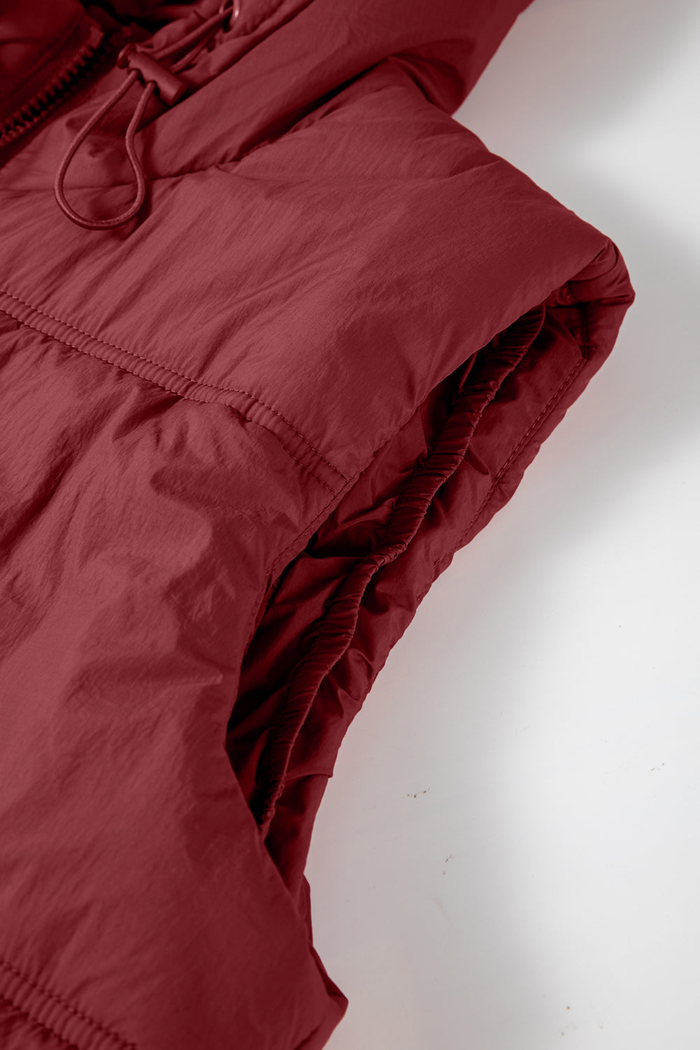 Drawstring Zip Up Hooded Vest Coat - felvior