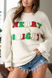 MERRY & BRIGHT Round Neck Long Sleeve Sweatshirt - felvior
