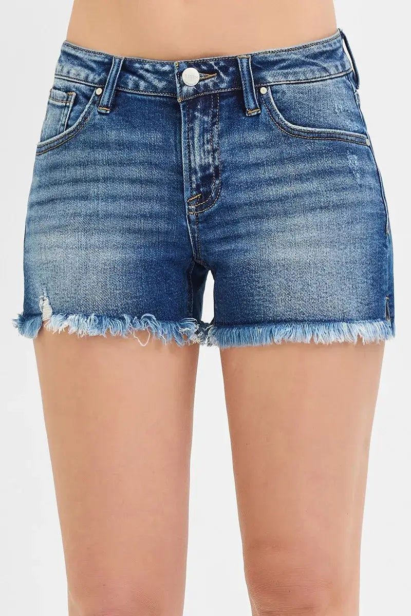 RISEN Full Size Low Rise Frayed Denim Shorts Plus Size Hauptbild