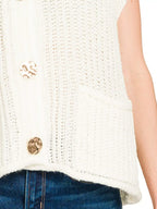 Zenana Button Down Sweater Vest with Front Pockets