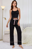 Contrast Trim Cropped Cami and Pants Loungewear Set - felvior