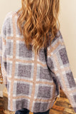 Plaid Button Up Collared Neck Cardigan - felvior