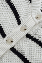 Stripe Drop Shoulder Side Slit Knit Top