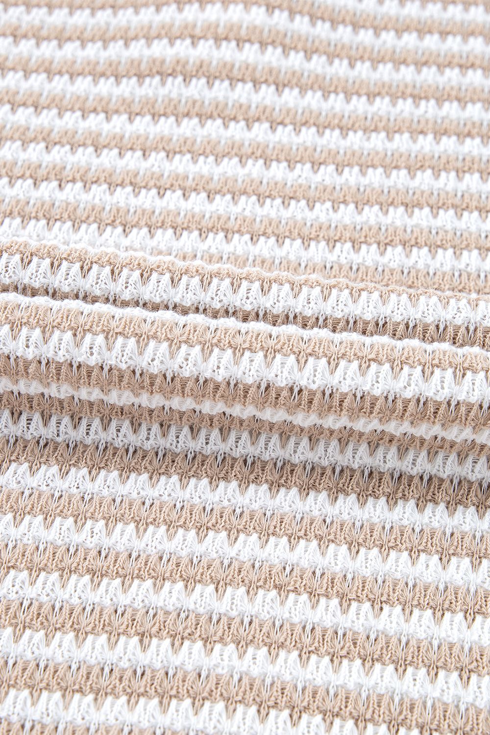 Stripe Buttoned Front V Neck T Shirt