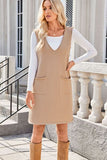 Lovelet Pocketed V-Neck Mini Sweater Overall Dress