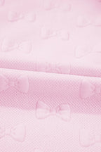 Bow Jacquard Ruffle Cap Sleeve Top and Shorts Set