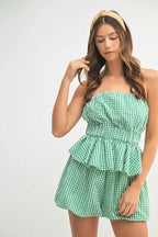MABLE Gingham Tube Top and Shorts Set