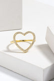 925 Sterling Silver Inlaid Zircon Heart Ring - felvior
