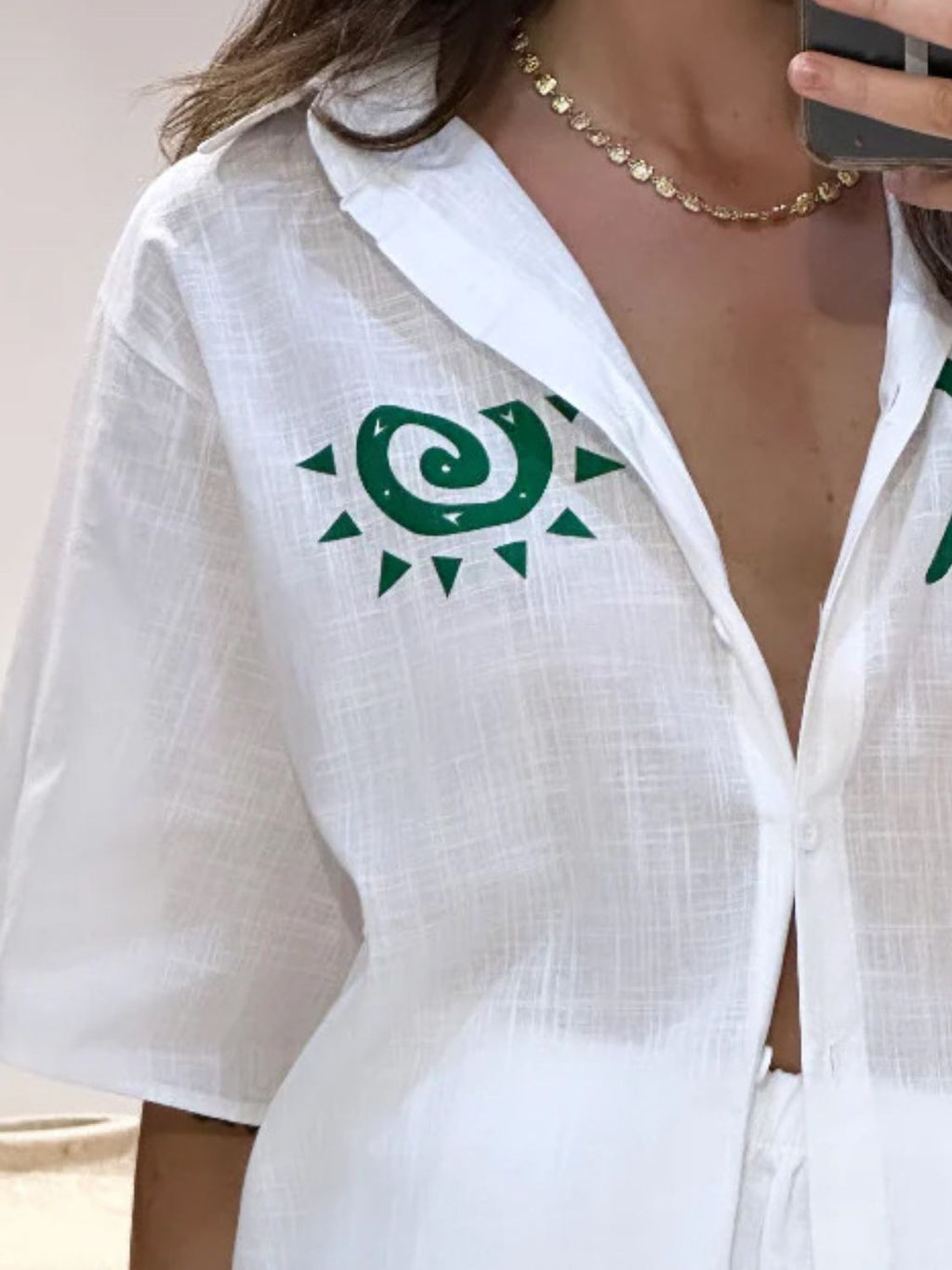 Printed Button Down Shirt and Shorts Set