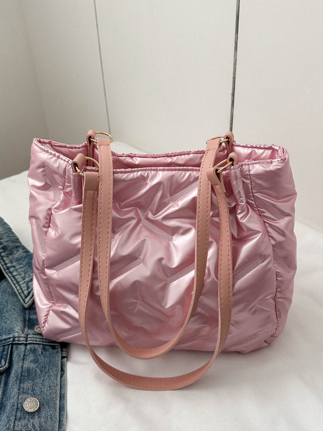 Textured Polyester Shoulder Bag - felvior