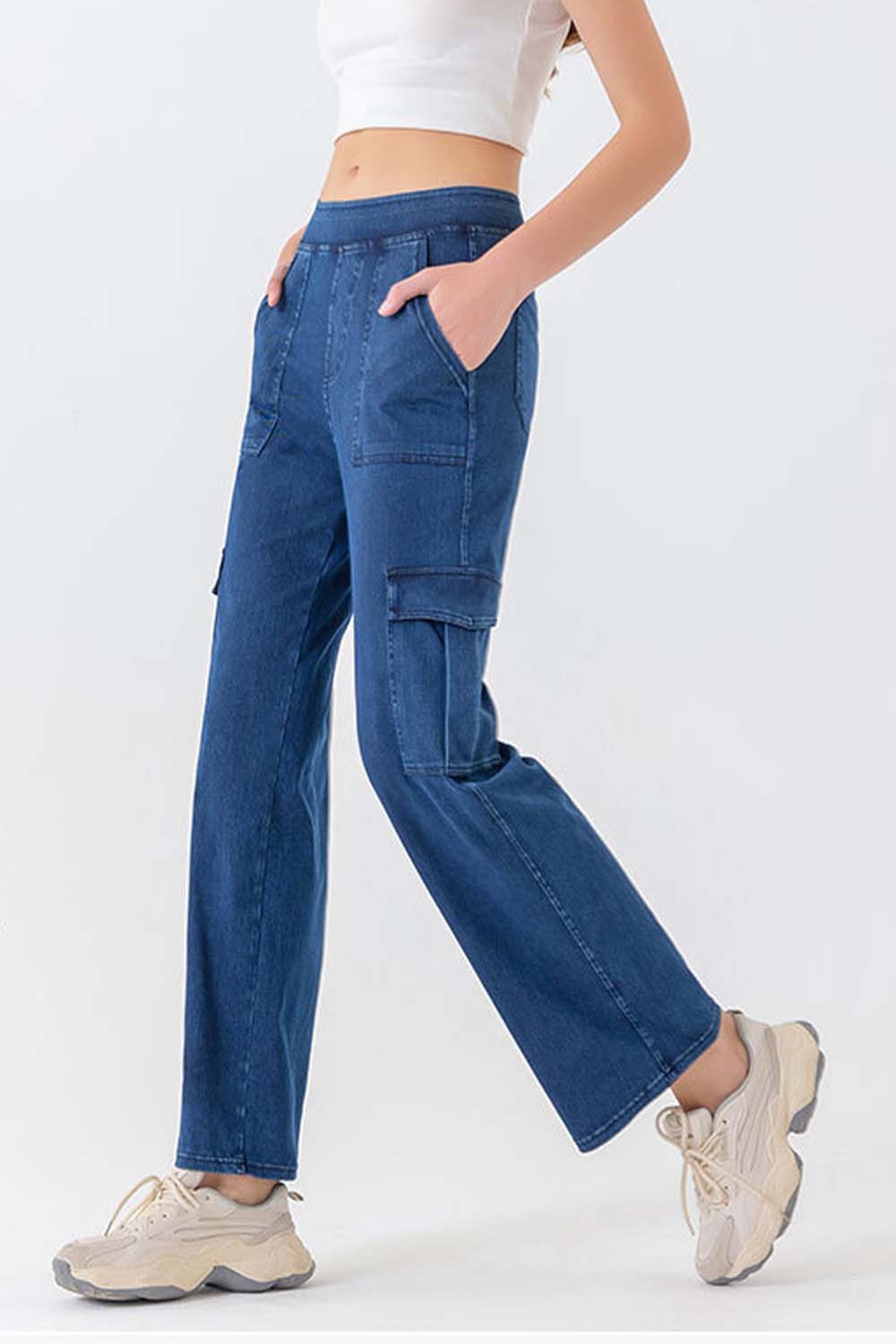 Buttoned Pocketed Long Jeans - felvior
