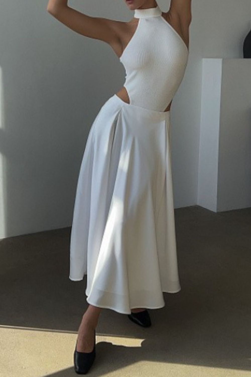 Back Elastic Waist Satin Minx Skirt