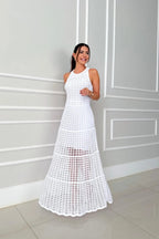 Hollowed-Out Sleeveless Maxi Dress