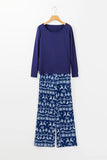 Round Neck Long Sleeve Top and Printed Pants Lounge Set - felvior