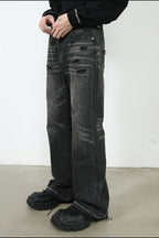 Men's Frayed Hem Bootcut Jeans