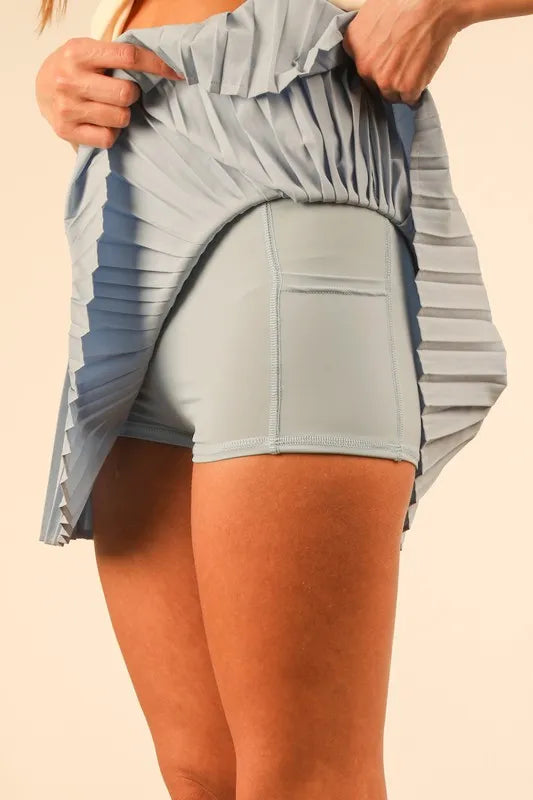 VERY J Pleated Activewear Skirt with Shorts Inside - felvior