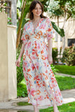 Floral Deep V Slit Maxi Dress - felvior