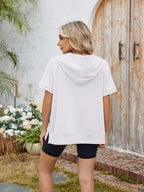 Half Zip Short Sleeve Hooded Top