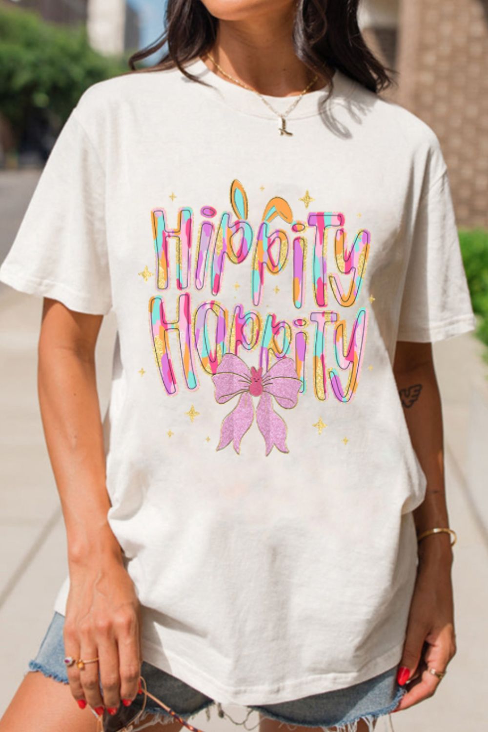 HIPPITY HOPPITY Round Neck Short Sleeve T-Shirt