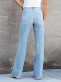 Washed Straight Leg Jeans - felvior