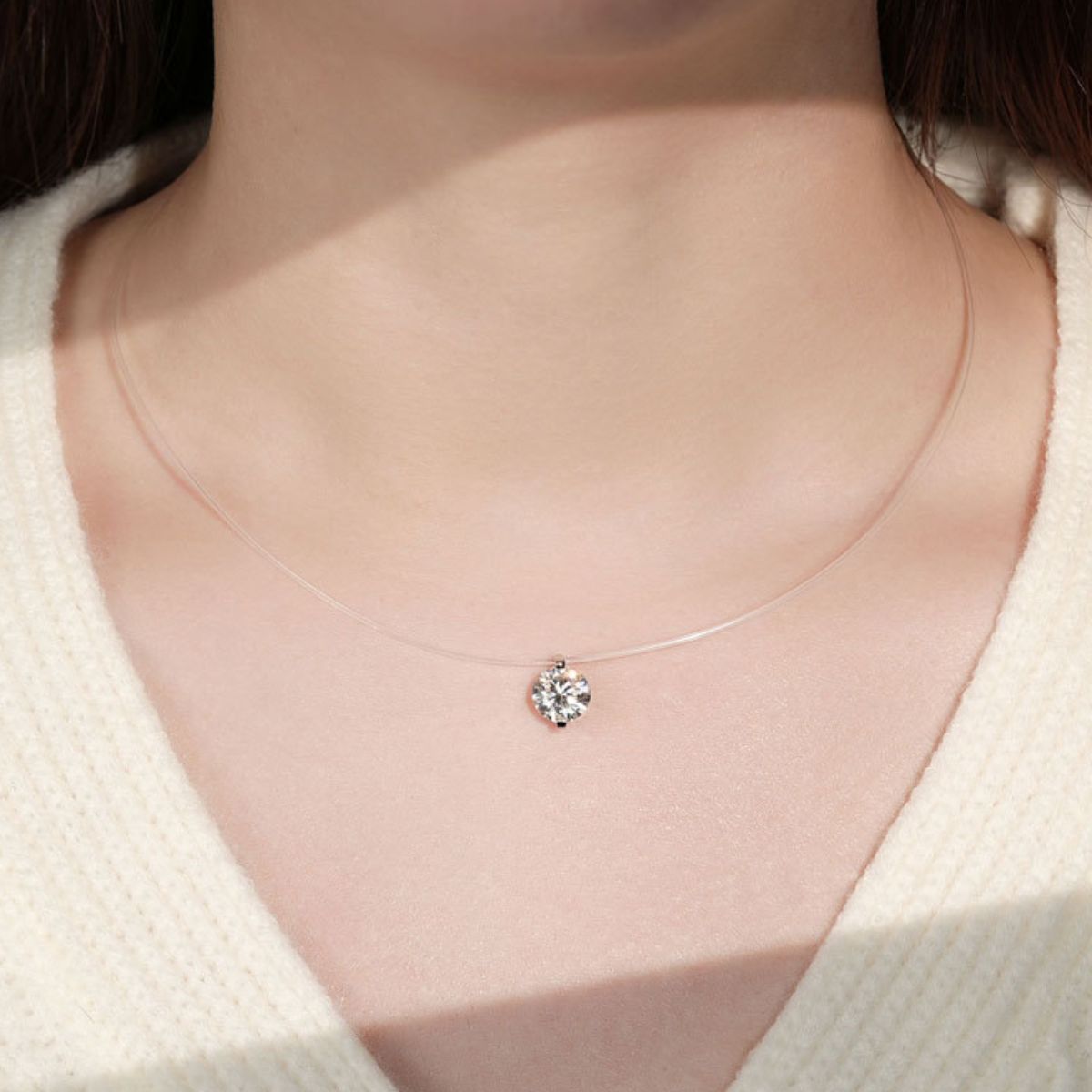 1 Carat Moissanite 925 Sterling Silver Necklace - felvior