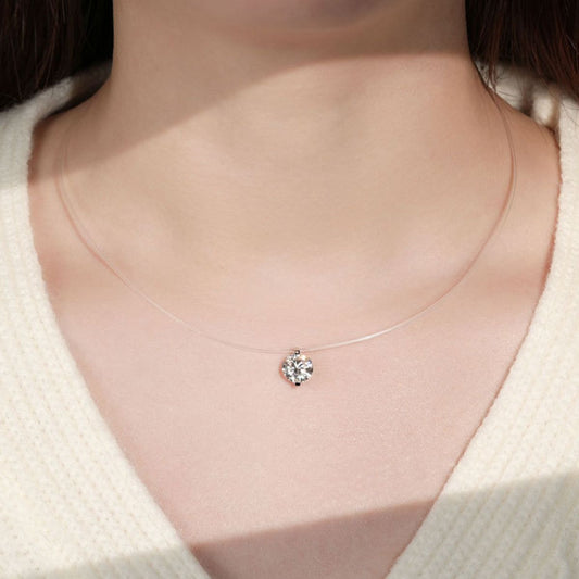 1 Carat Moissanite 925 Sterling Silver Necklace - felvior