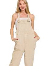 Zenana Washed Knot Strap Relaxed Fit Overalls