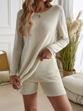 Devine Slit Round Neck Top and Shorts Sweater Set - felvior